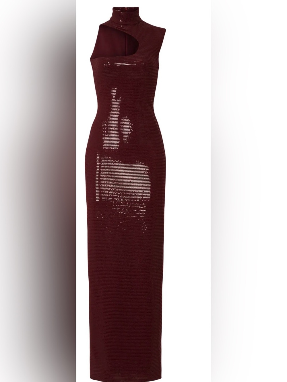 Solace London Burgundy Sequin Cutout Pencil Skirt